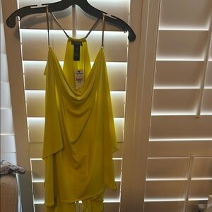 Express Bright Yellow Draped shirt